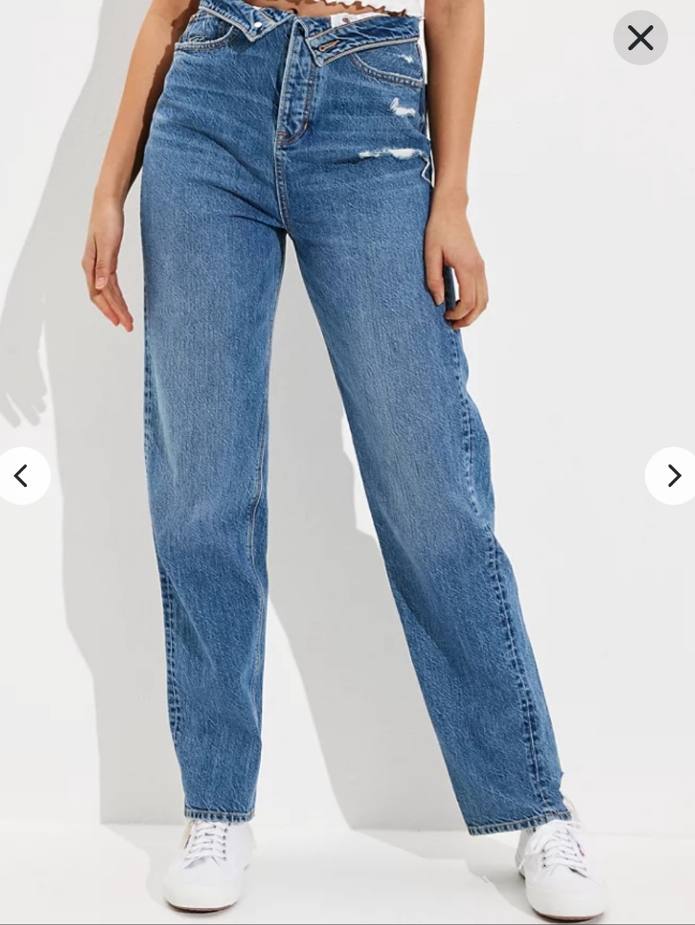 American Eagle NWT! Baggy High Waist Fold Over Denim Jeans